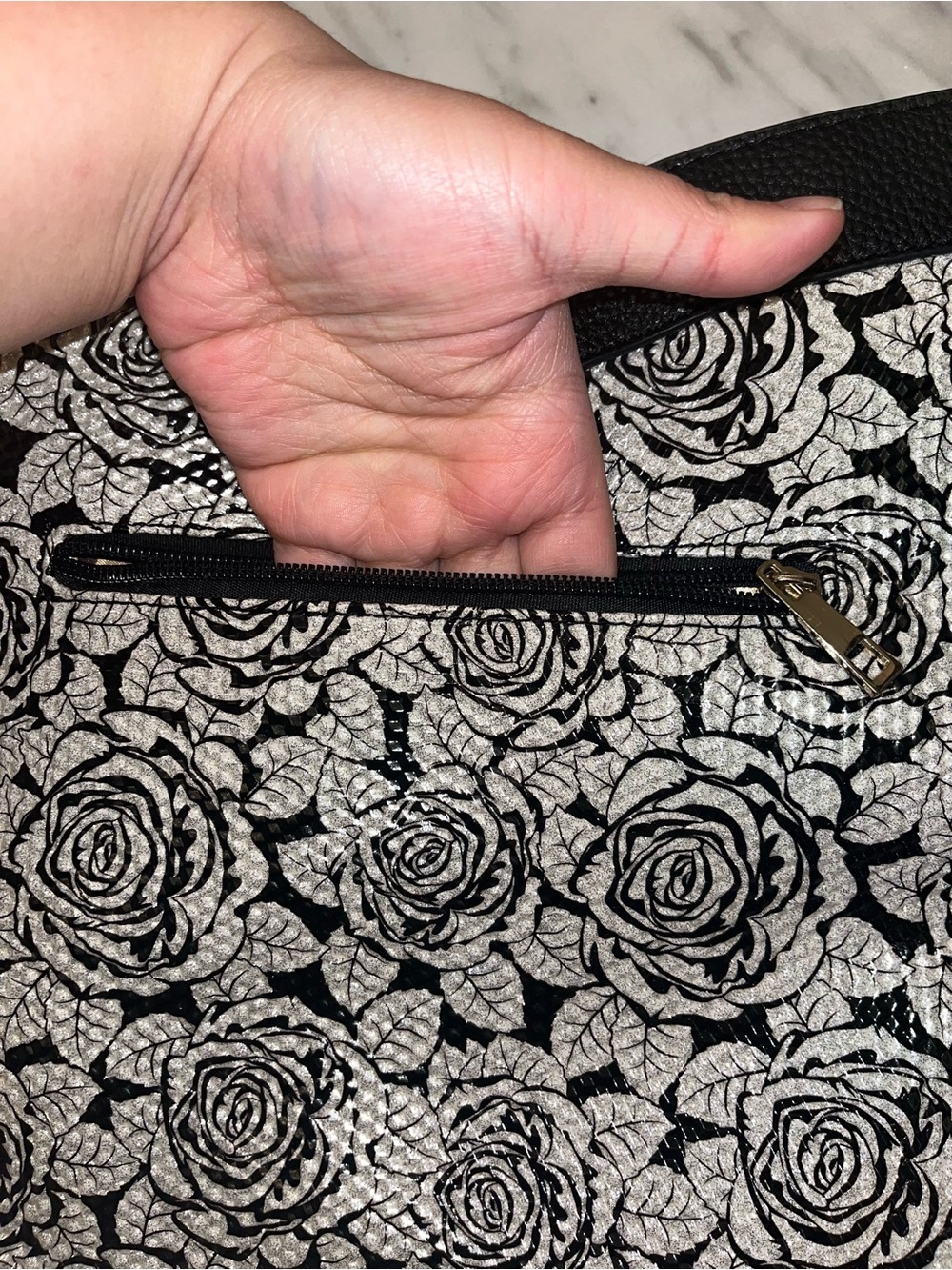 Black & White Rose Studded Corset-Style Shoulder Bag - Picture 5 of 13